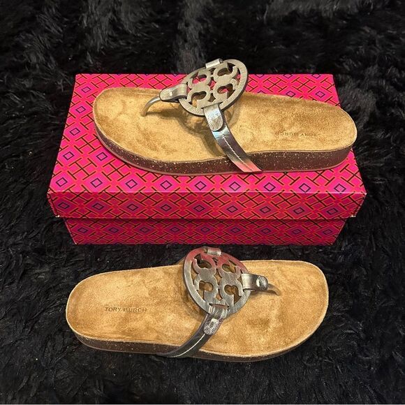 TORY BURCH miller leather cork sandals shoes women’s 8 new in box - Picture 6 of 6